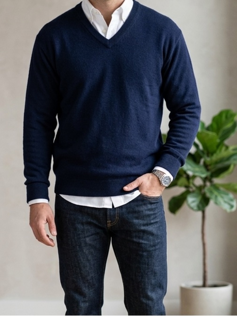 Vintage Monte Carlo Pure Wool V-Neck Sweater